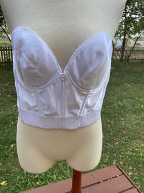 Carnival Womens Longline Bustier Style 203 White 44B Satin Nylon Bridal Lingerie